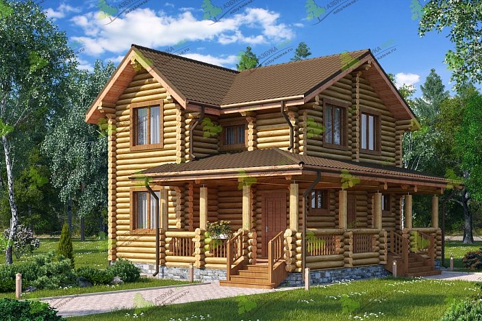 Проект дома из оцилиндрованного бревна в Москве - дом БОЯРИН