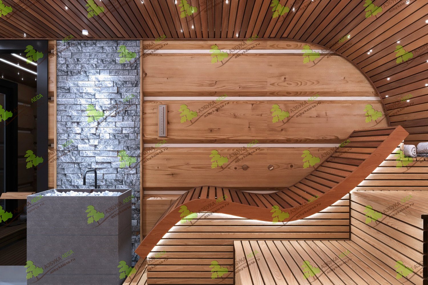 Дизайн сауны в кедровом доме «Волжские просторы»