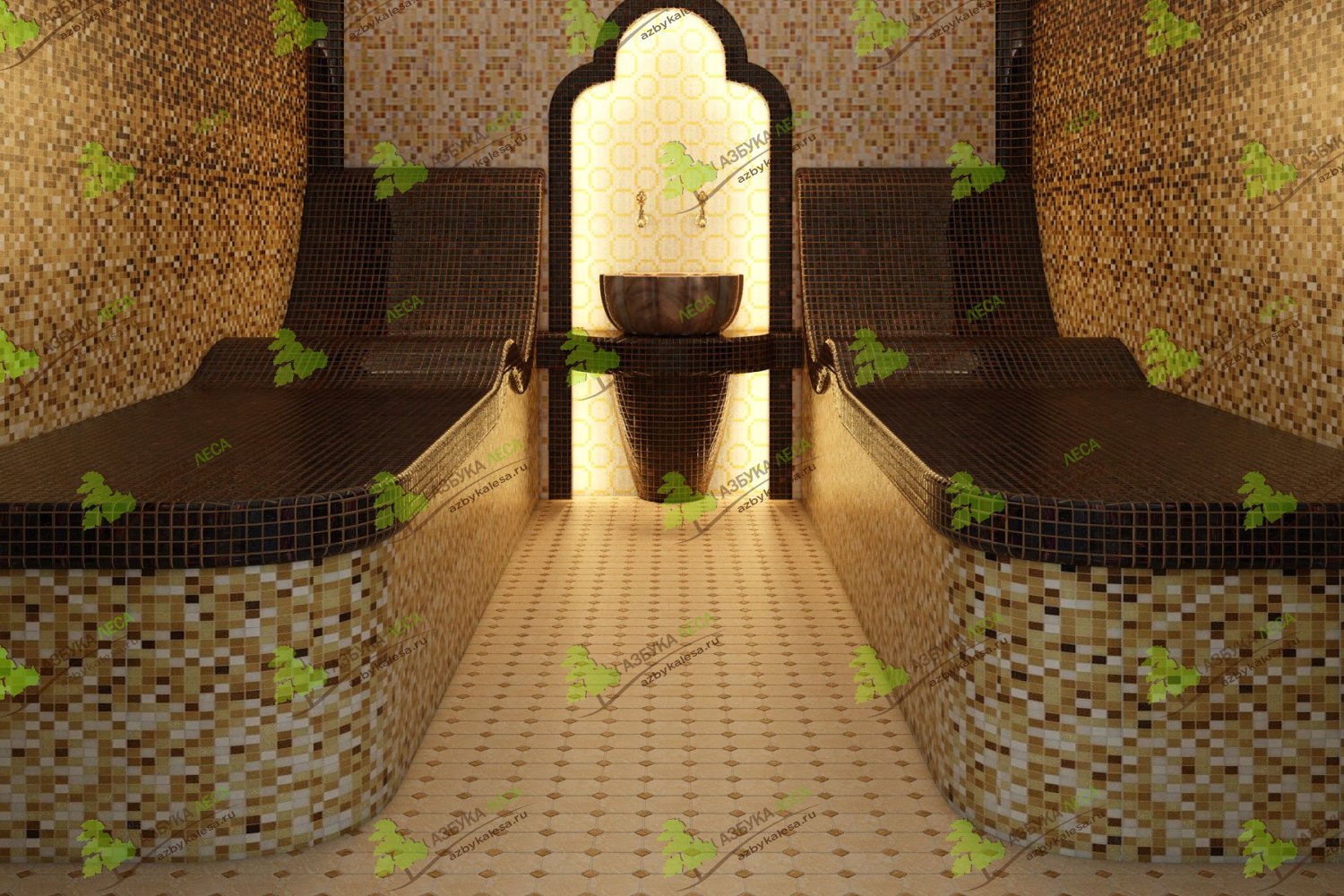 Дизайн хамам в деревянной бане