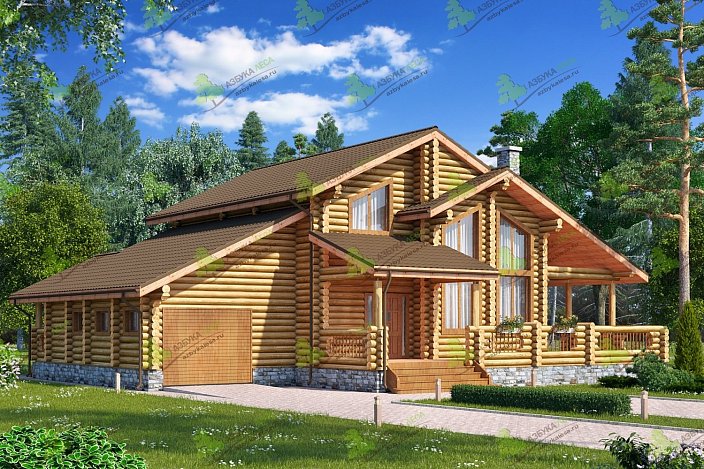 Проект деревянного дома с гаражом НЕАПОЛЬ