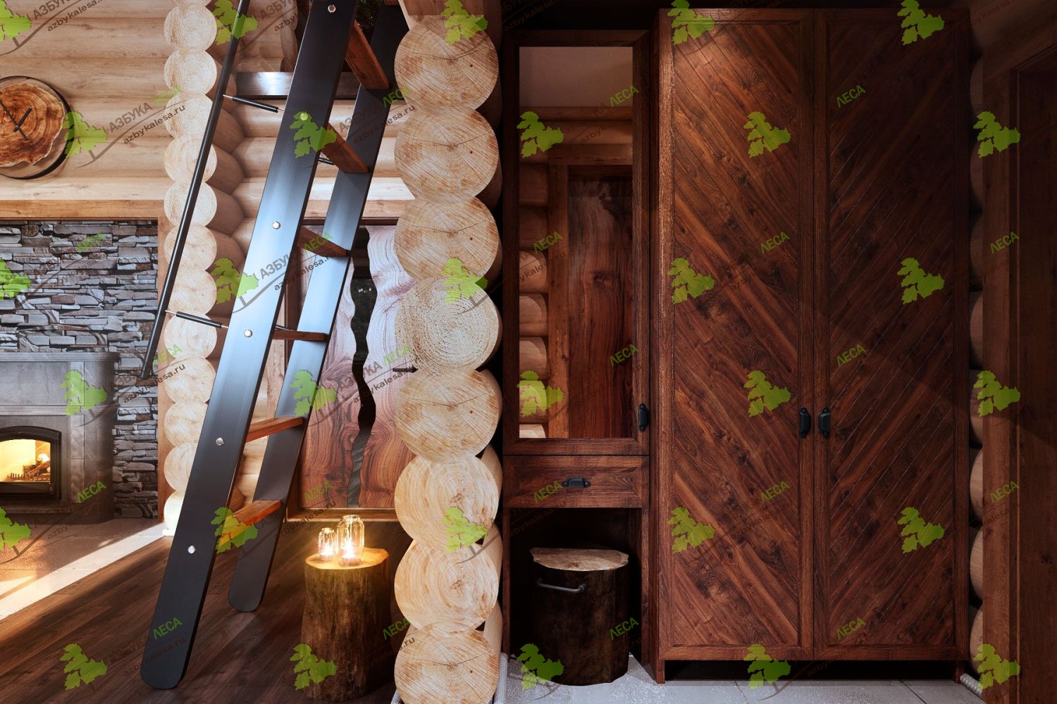 Дизайн комнаты отдыха в кедровой бане «Хлебниково»