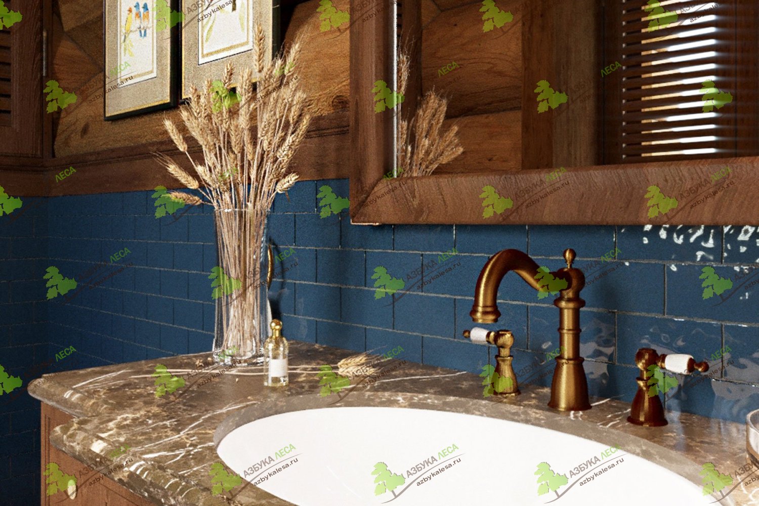 Дизайн санузла в бревенчатой бане