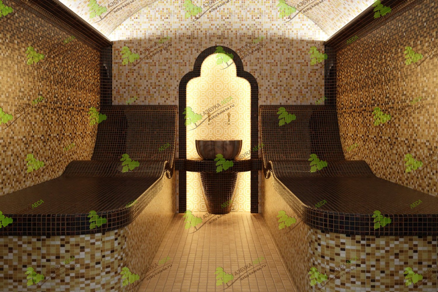 Дизайн хамам в рубленной бане