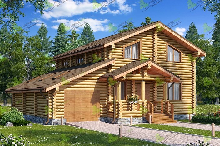 Проект деревянного дома с гаражом ЯСЕНЬ