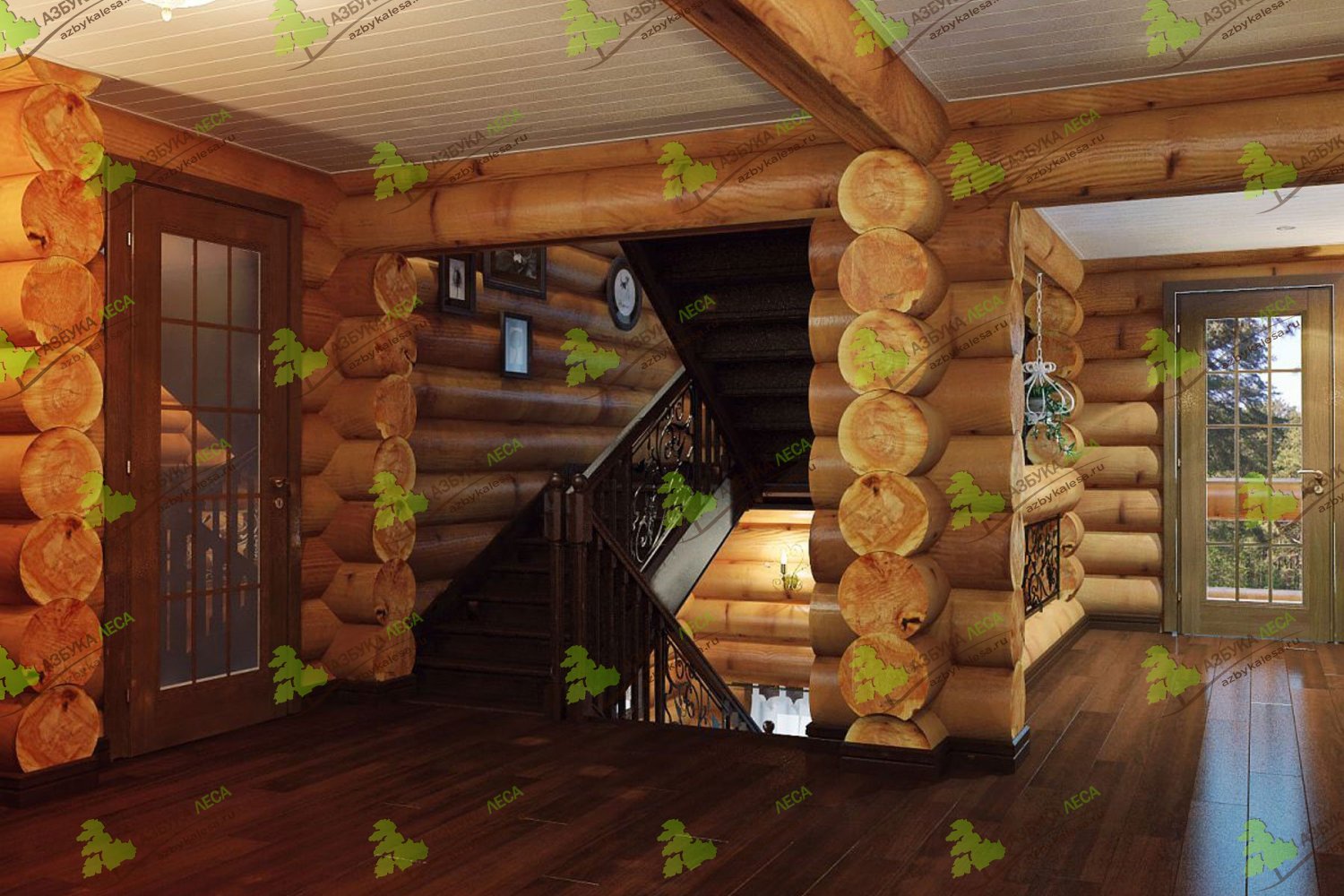 Интерьер деревянного дома - второй этаж