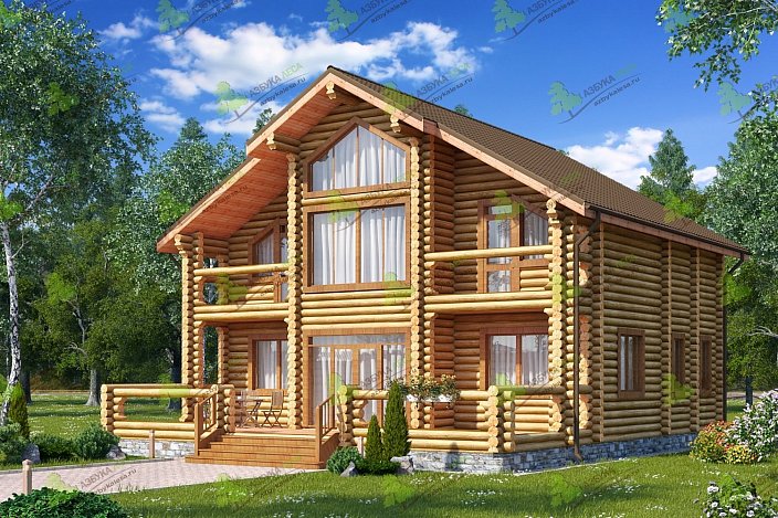 Проект деревянного дома с террасой ЯНТАРНЫЙ