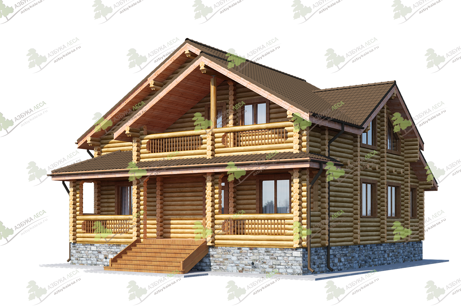 Проект деревянного дома с террасой ВАСНЕЦОВО