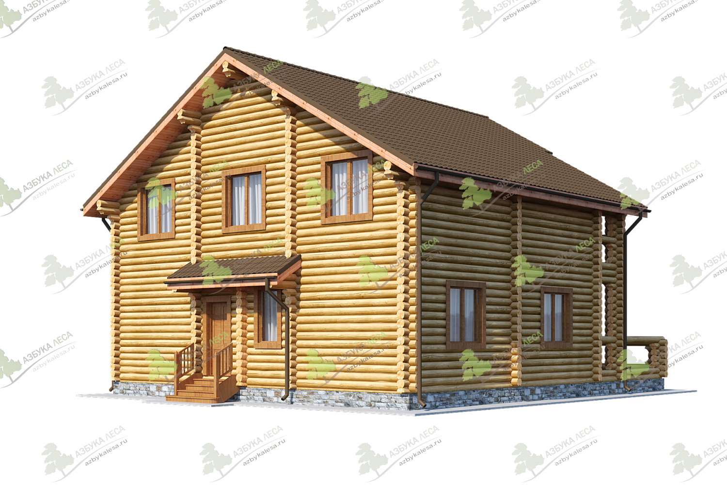 Проект деревянного дома с террасой и мансардой ЯНТАРНЫЙ